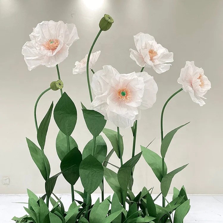 H-605 Custom giant organza flowers group free-standing flower set for window decor Wedding decoration party Floral Set
