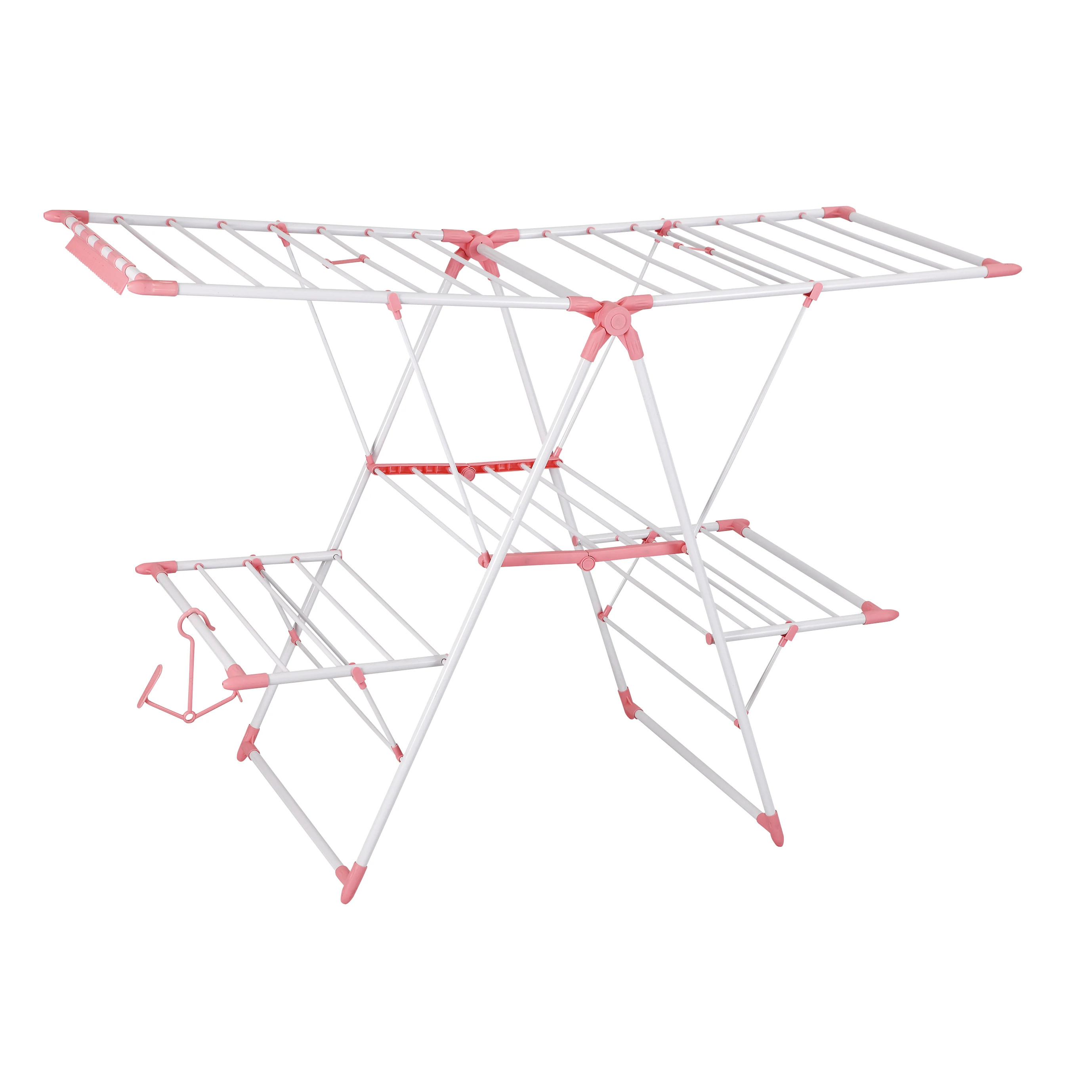 High Level Stainless Steel 2 Tiers  Wing Shape Free Standing Laundry Drying Rack Multifunctional folding Clothes Dryer Clothes H