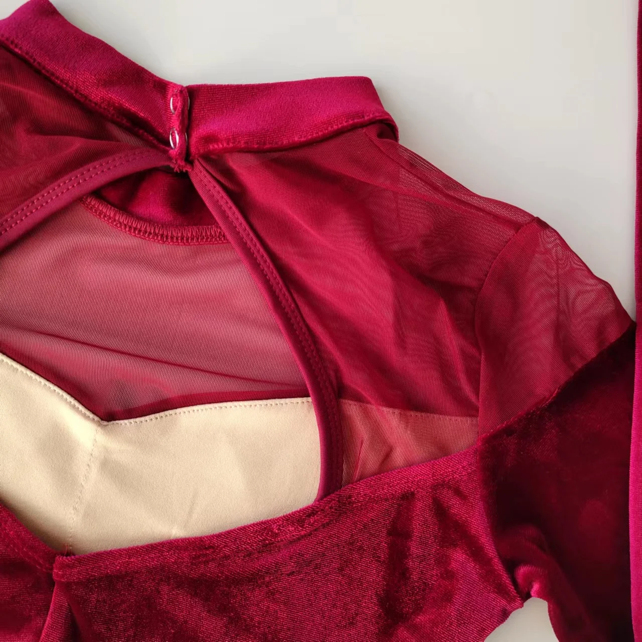 2024 new trendy hot sales royal red velvet women girls long sleeves high neck dance ballet leotards