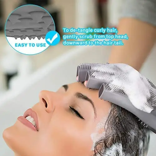 2023 New arrival easy clean soft skin silicone hair brush bathing gloves shower exfoliator bath shower glove silicone for woman