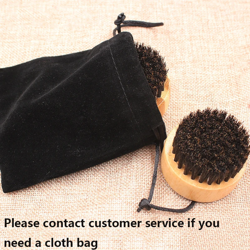 Factory wholesale rubber wood material round shape pure boar bristle mini beard cleaning