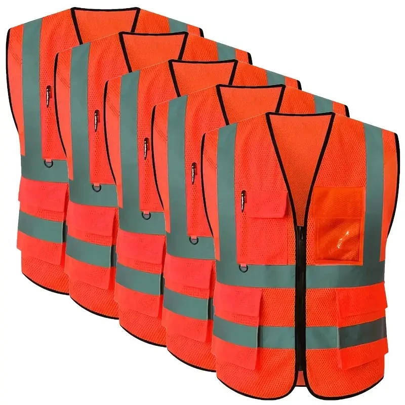 High Visibility Mesh Safety Cheap Yellow Reflector Jacket Reflective Vest with Pockets and Zipper