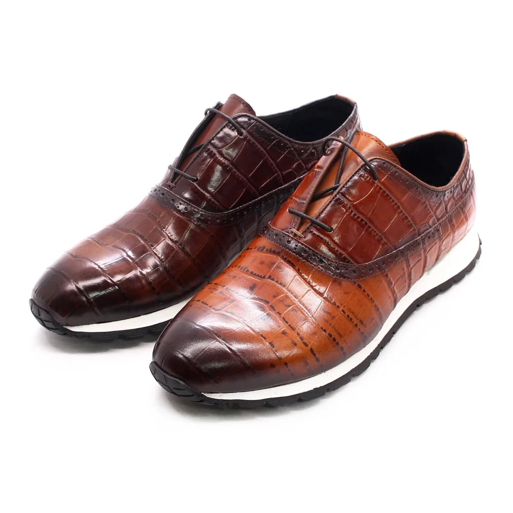 Fashion design Men Lace Up Genuine Leather Black Brown  Formal Oxford Dress Shoes for Party