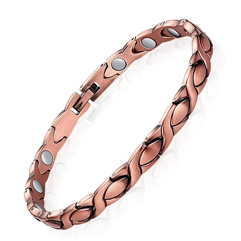 Wholesale price 99.99% pure copper charm copper bracelets for arthritis magnetic copper bracelet magnetic with customize
