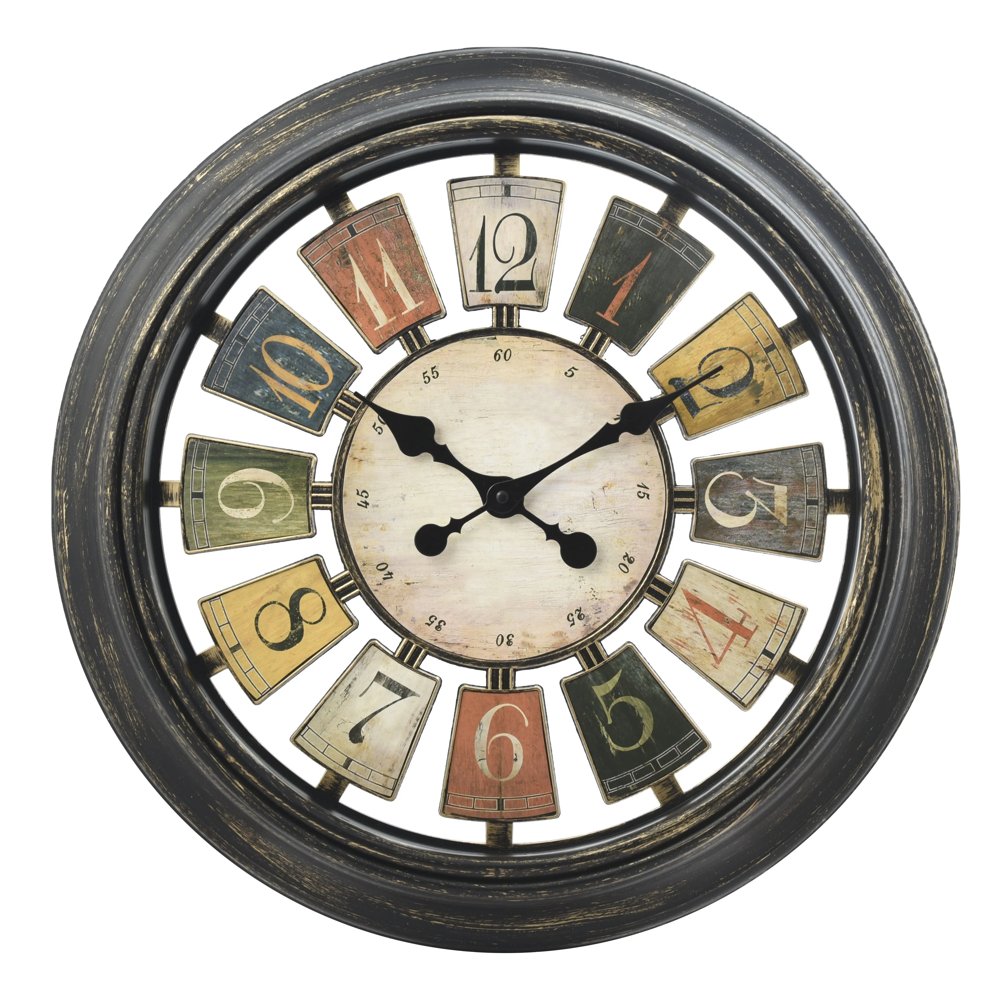 Home Decoration Vintage Solid Noiseless Rainbow paper face Wall Clock plastic wall clocks