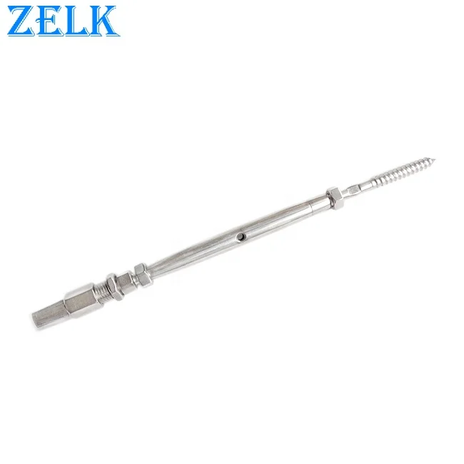 AISI304 316 Stainless Steel Lag Screw End Swageless Closed Body Turnbuckle With  Quick Attach Terminal