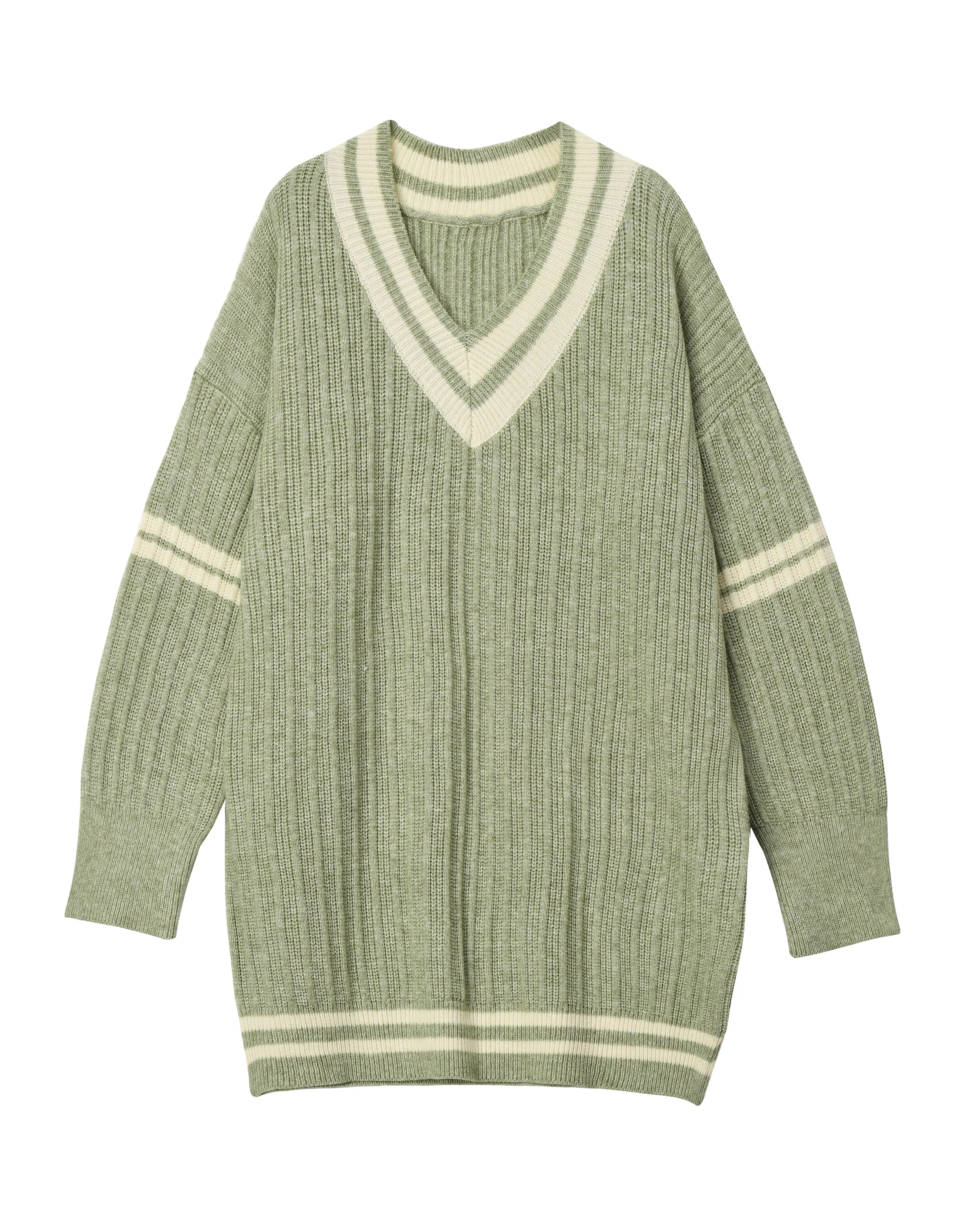 Korean Fashion Long Sleeve Pullover V-Neck Knitwear Garment Ropa Mujer Online Shopping Knit Sweaters Women Sweater