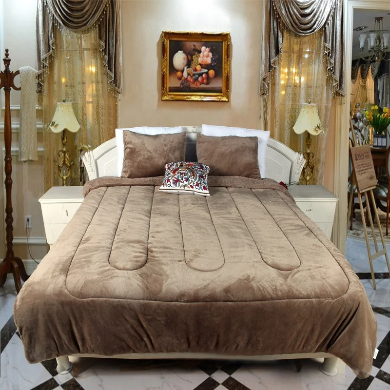 Пушистое однотонное фланелевое одеяло для кровати наборы постельных принадлежностей Королевский размер