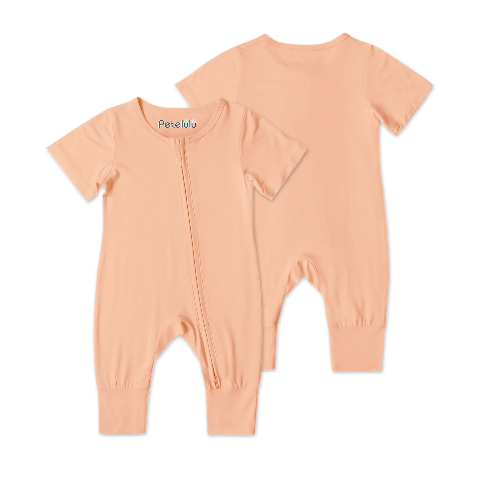 Short Sleeve Baby Romper Unisex  95 bamboo viscose 5 spandex baby Pajamas Zipper Baby Bodysuit