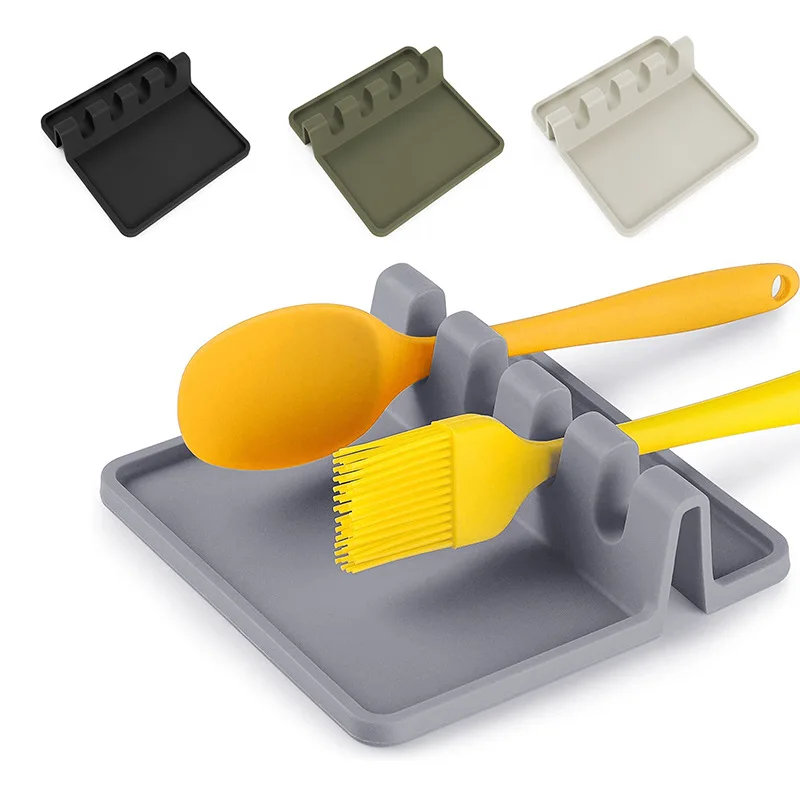 BPA-Free Silicone Utensil Rest Spoon Rest With Drip Kitchen Counter Holder for Kitchen Utensils