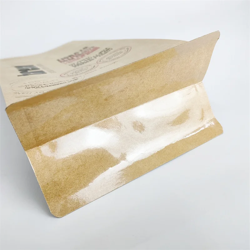 Custom design uv spot food grade kraft paper flat bottom stand up zipper 1kg coffee bag with valve