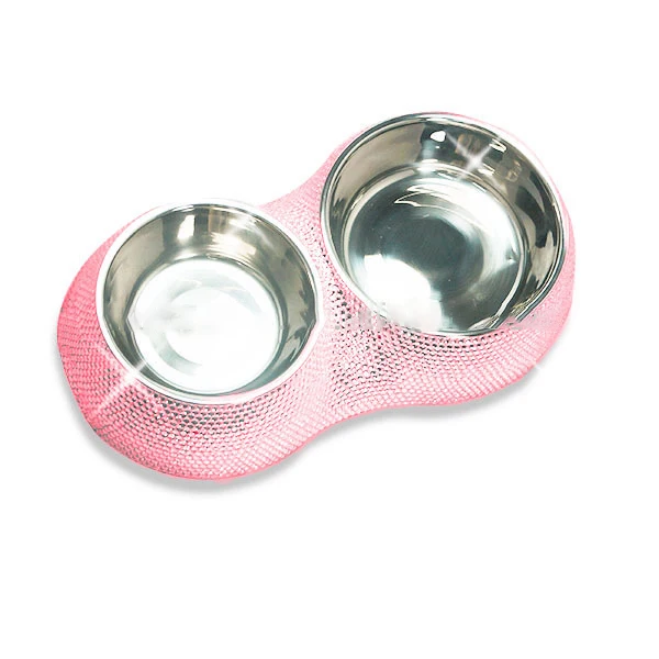 Розовые горные хрустальные чаши для домашних животных с ЕС/LFGB