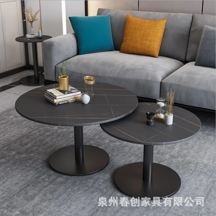 Italian light luxury rock plate dining table family small family multi-person dining table restaurant rectangular iron