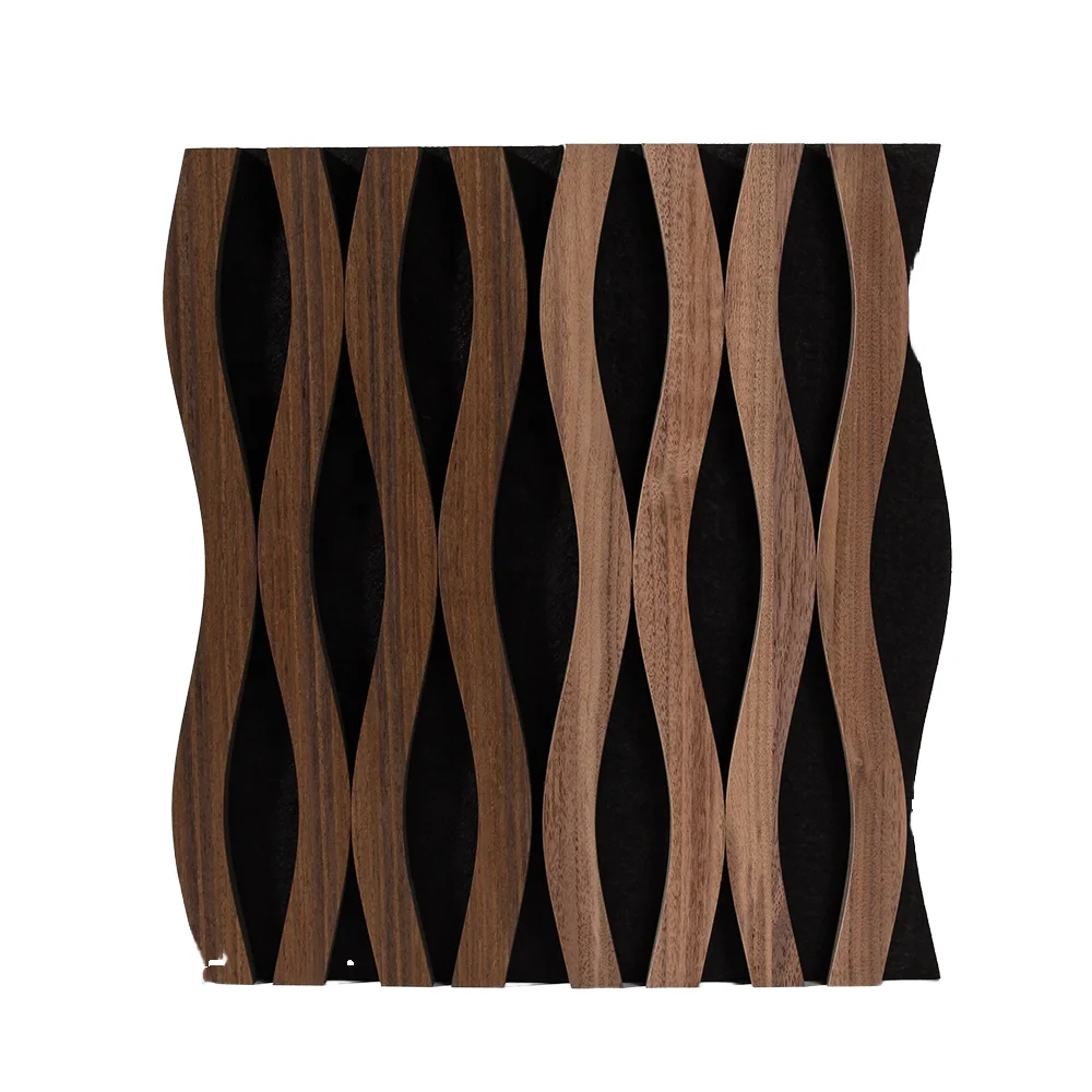 Modern Curved Design Ceiling Panels for School and Hotel Wall Cladding Melamine MDF Slatted Felt Acoustic Panel