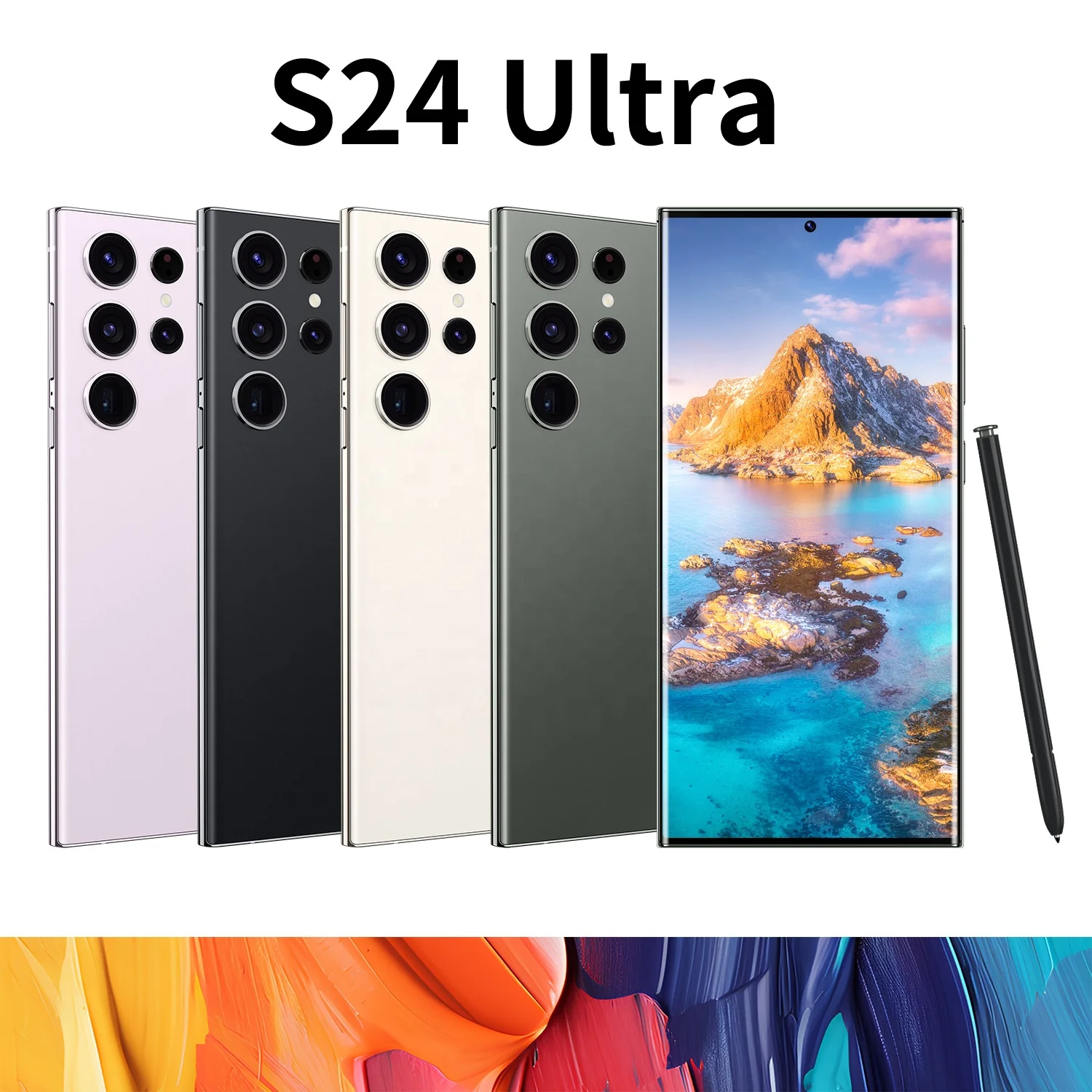 Wholesale S24 Ultra 7.3 Inch display Unlocked Mobile Phones Dual SIM 16GB+1TB All Languages Android 5G SmartPhones
