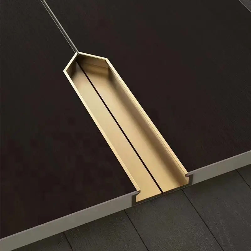 New Invisible Handle Cowhorn Handle Embedded Cabinet Wardrobe Furniture Door Handle Applicable To 18 And 22 Boards