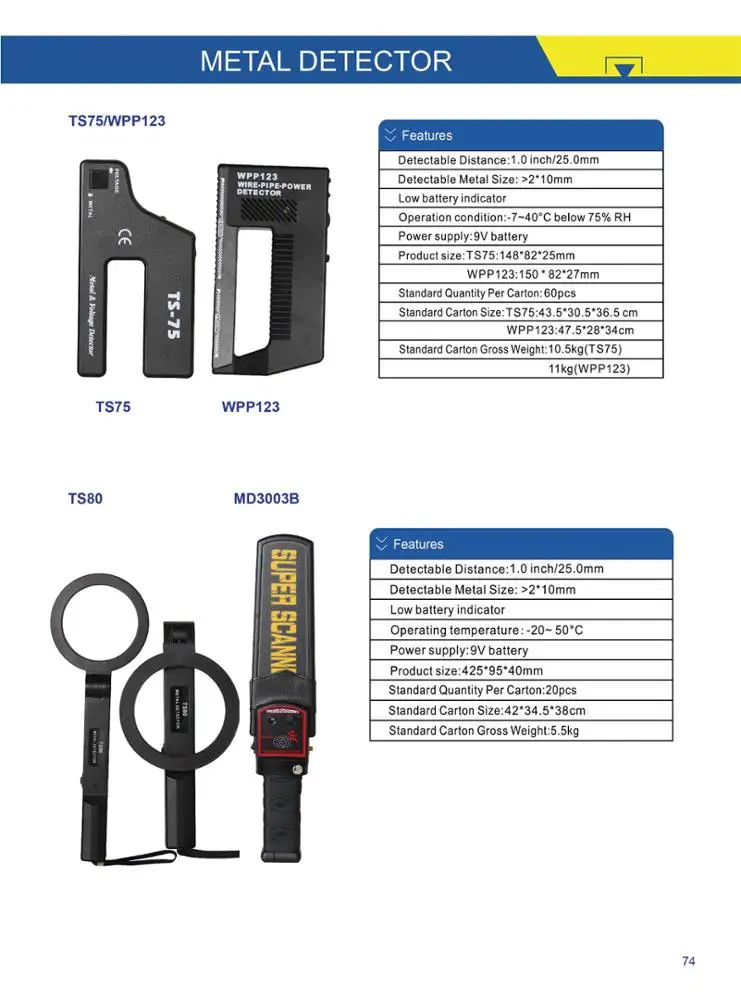 Factory direct sales High Sensitivity Hand-held Metal Detector WPP123