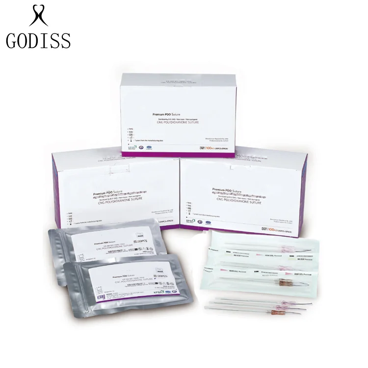 GODISS distributors wanted pdo thread lift absorbable cosmetic thread lifting needle sharp 4D cog pdo thread barb 23g 90mm