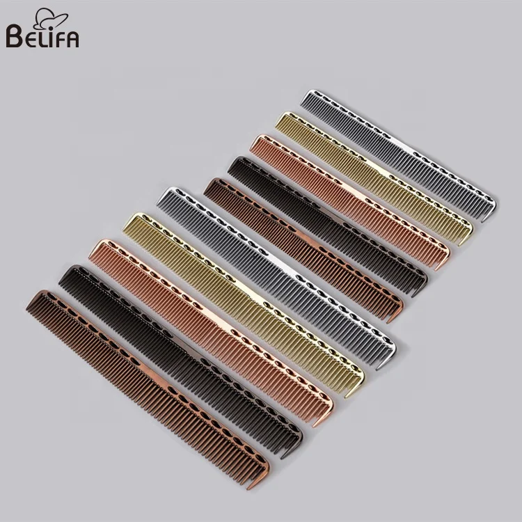Salon hair styling tools professional hair cutting comb for barber metal space aluminum hair comb