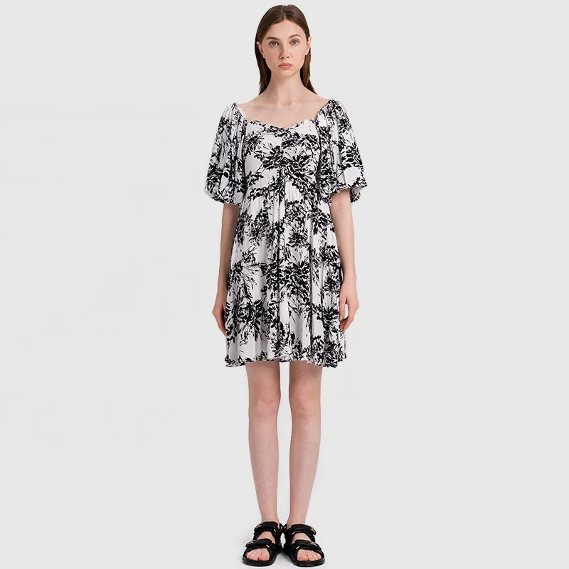 FROM ATTITUDE Korean Summer Women Square Collar Sexy Dress Floral Mini Causal Dresses For Ladies