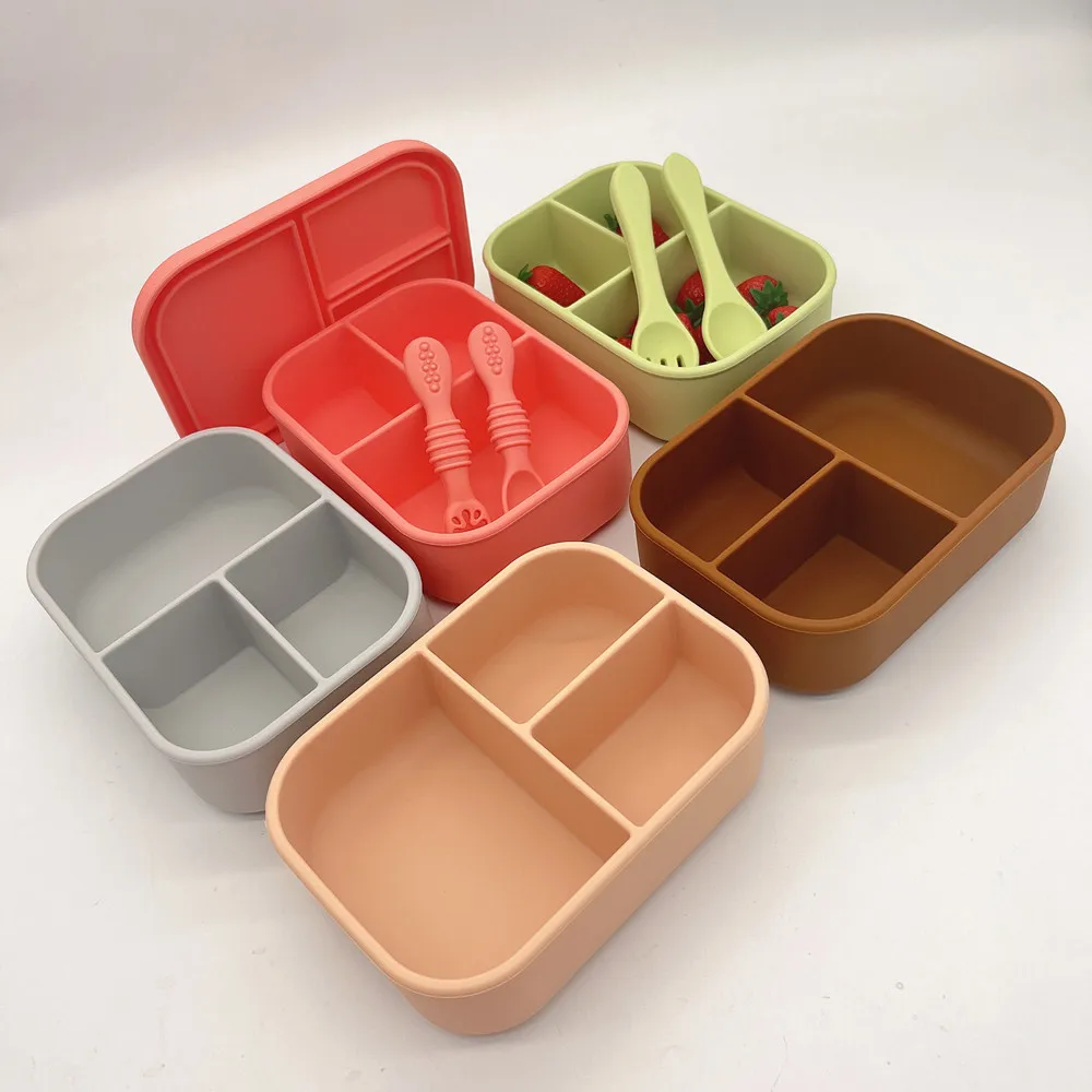 Hot Selling BPA Free Silicone Custom Tableware Lunch Box Kids Food Bento Lunch Storage Box Silicone