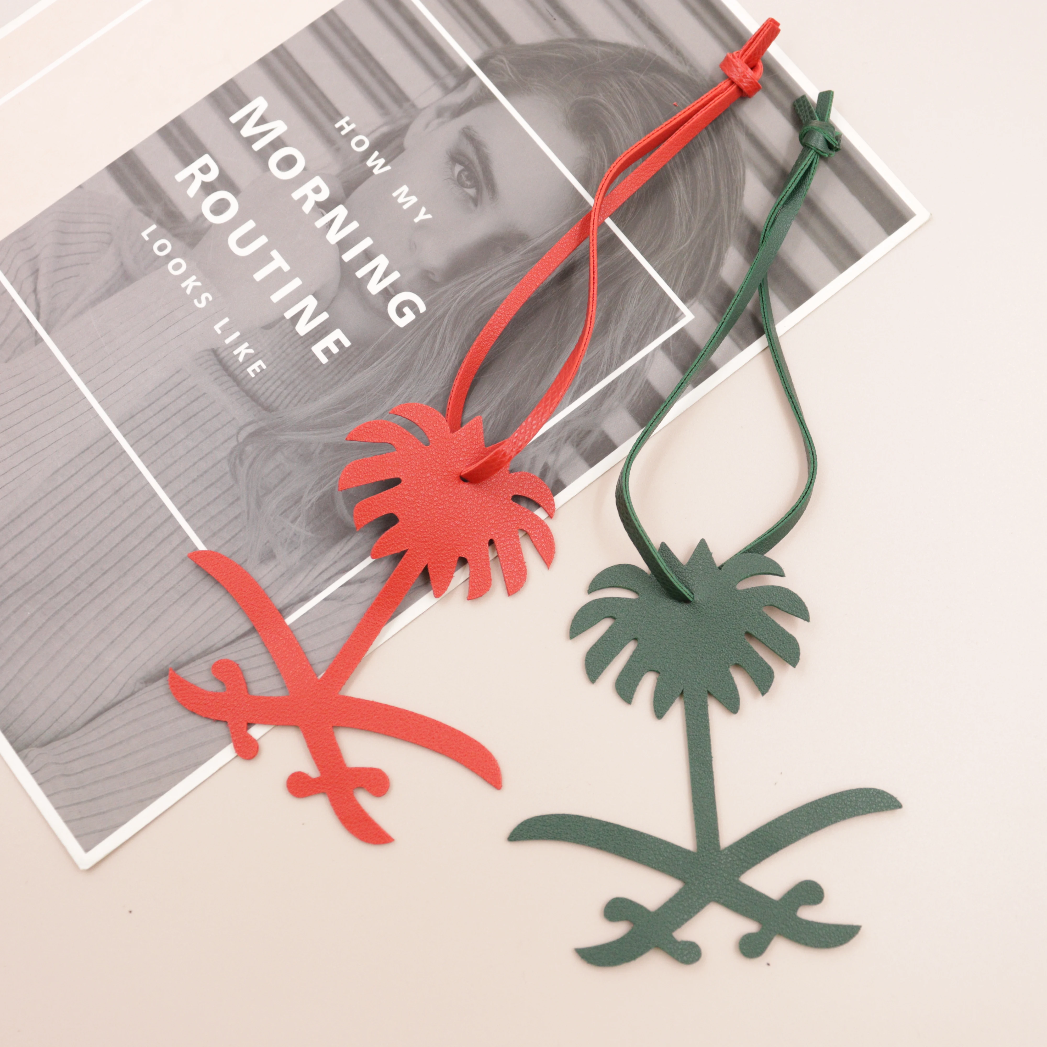 PU Leather Character Arabic Letter Shoulders Bag Charm Alphabet Pendant Palm Tree Pendant Handbag