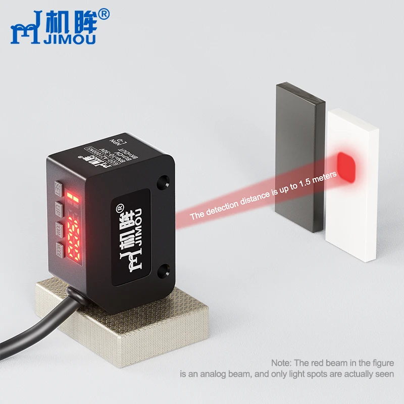 jimou DC 4 wires detect objects square big spot light diffuse Intelligent digital display photoelectric sensor
