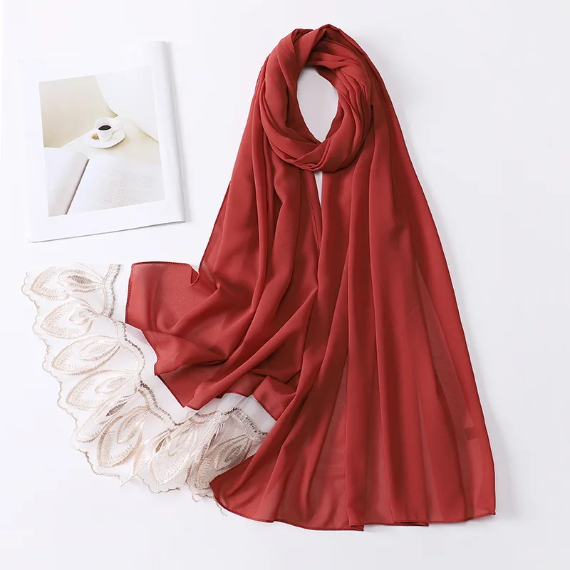 luxury lace chiffon hijab muslim headscarf wrap shawl fashion modern women scarf hijab