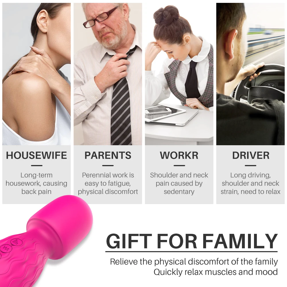 S-hande Personal Silicone Handheld Massager Electric Vibration Body Foot Neck Head Wand Massage