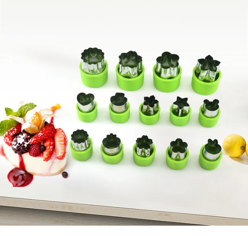 14pcs Set Cutters for Fruit Vegetable Cookie Multifunction diy kid cartoon mini shape mold decoration Stainless Steel Molds