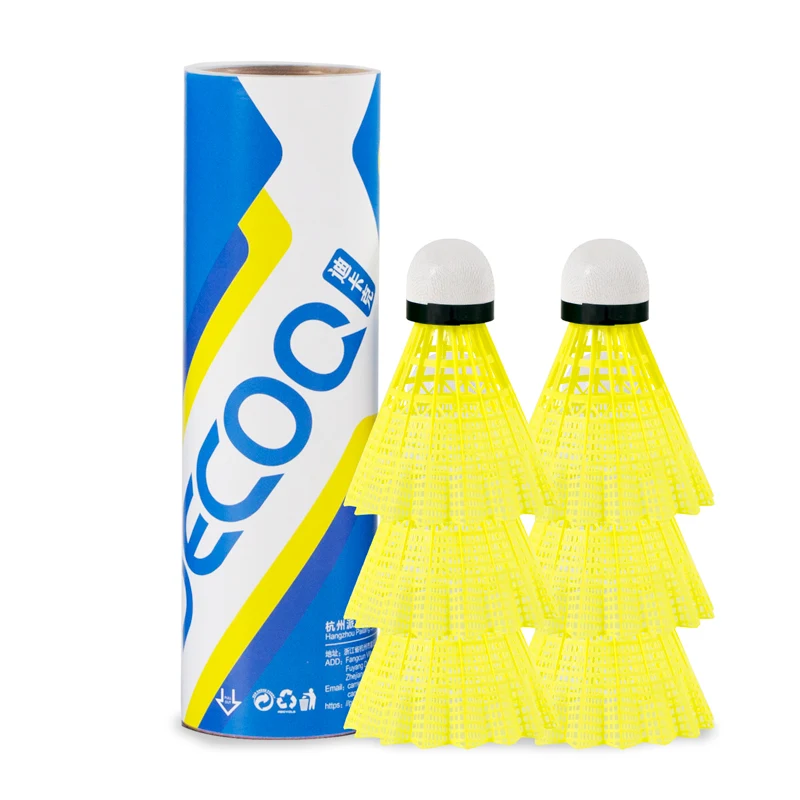 Hot Sale Professional Competition Resistant Yellow Badminton Shuttlecocks 6Pcs Leisure Outdoor Play Training Pack Made High
