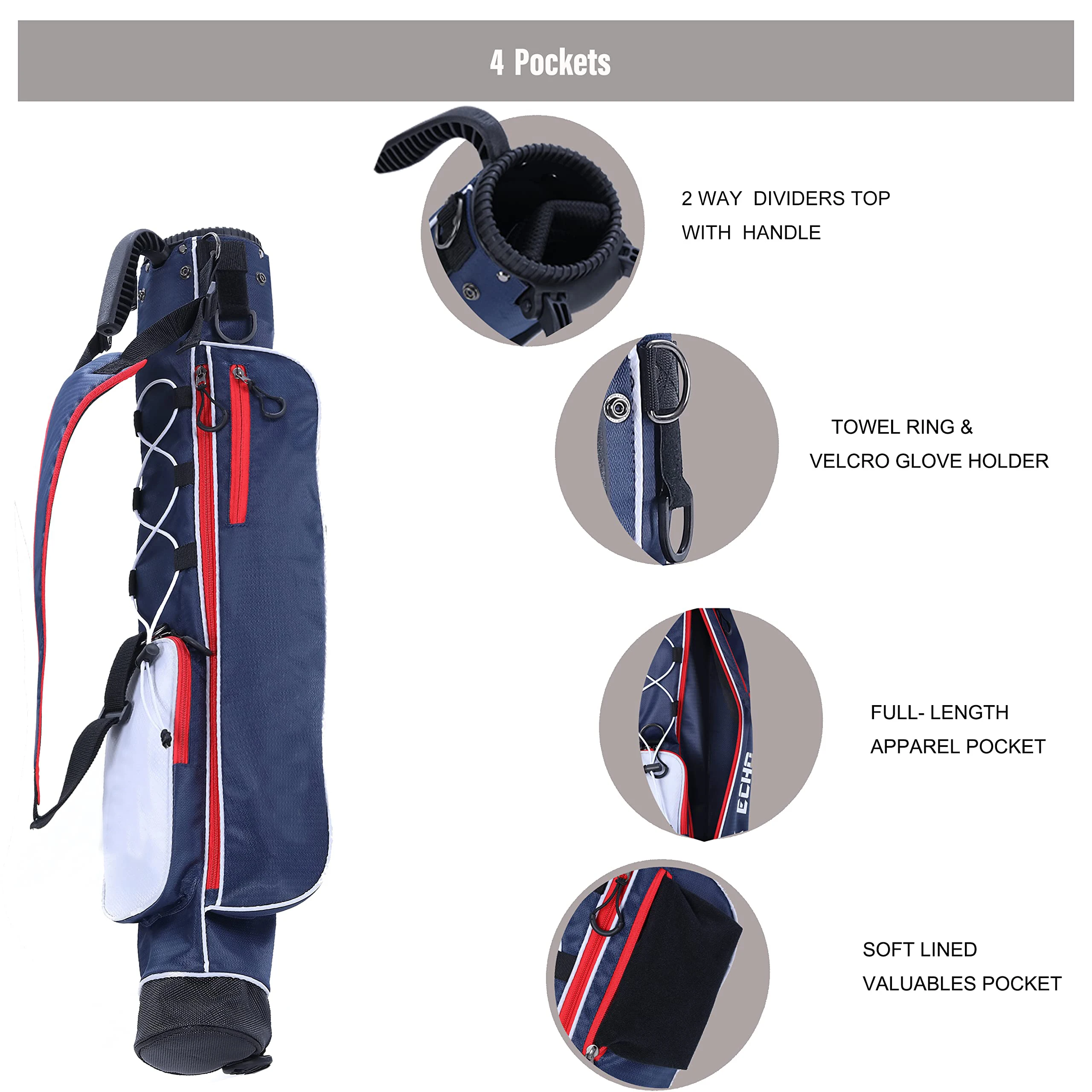 Wholesale Golf Travel Bag Durable Golf Bag with 2 Wheels Protect Your Equipment Lightweight Golf Stand Bag with Strap and Cover 2