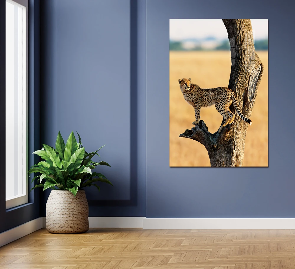 Waterproof high resolution custom canvas printing from animal photo stretch ready to hang cheetah painting