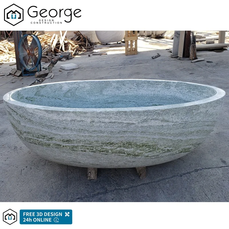 whirlpool spa Rectangular bathtub Dreaming Green Marble natural stone luxury tub