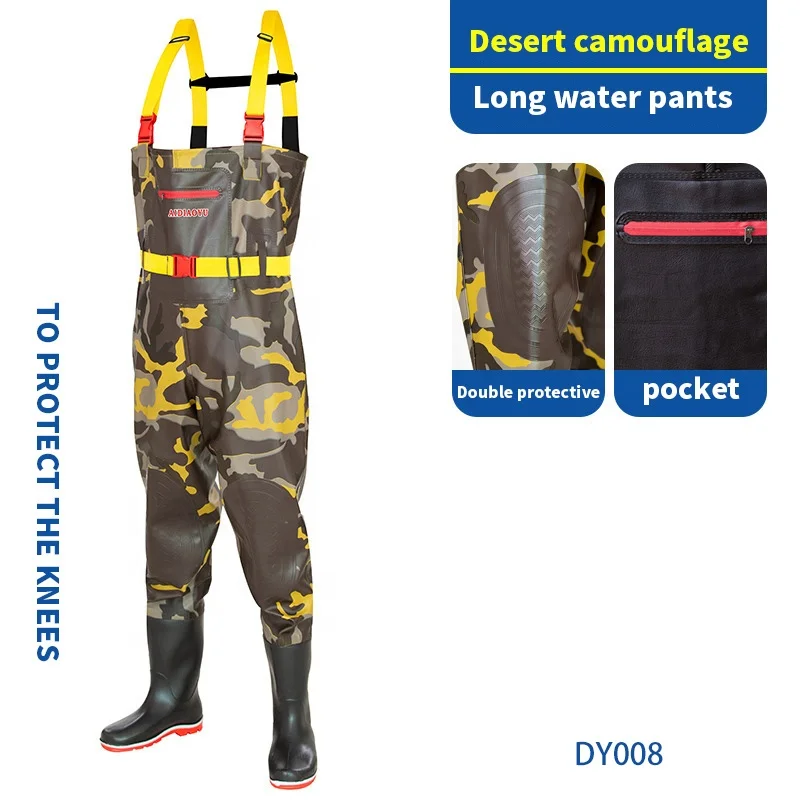 Fishing jumpsuit high quality yellow camouflage wholesale neoprene waterproof breathable PVC fly fishing waders chest waders