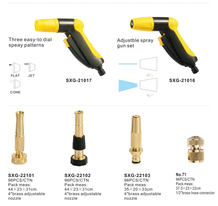 Seesa High Pressure Compact Flow Control Spray Plastic Garden Water Hose Nozzles