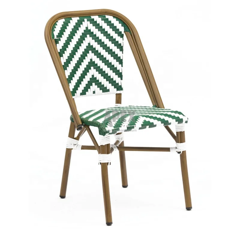 Outdoor French Bistro Rattan Wicker Dining Chairs Bamboo Bistro Armless Garden Chair