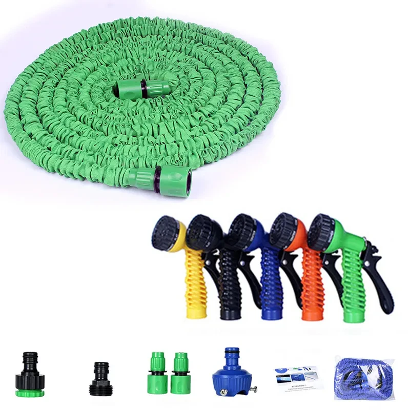 Green 25FT 50FT 75FT 100FT 150FTTriple Magic Garden Telescopic Water Pipe High Pressure Car Wash Gun Hose Car Wash Set