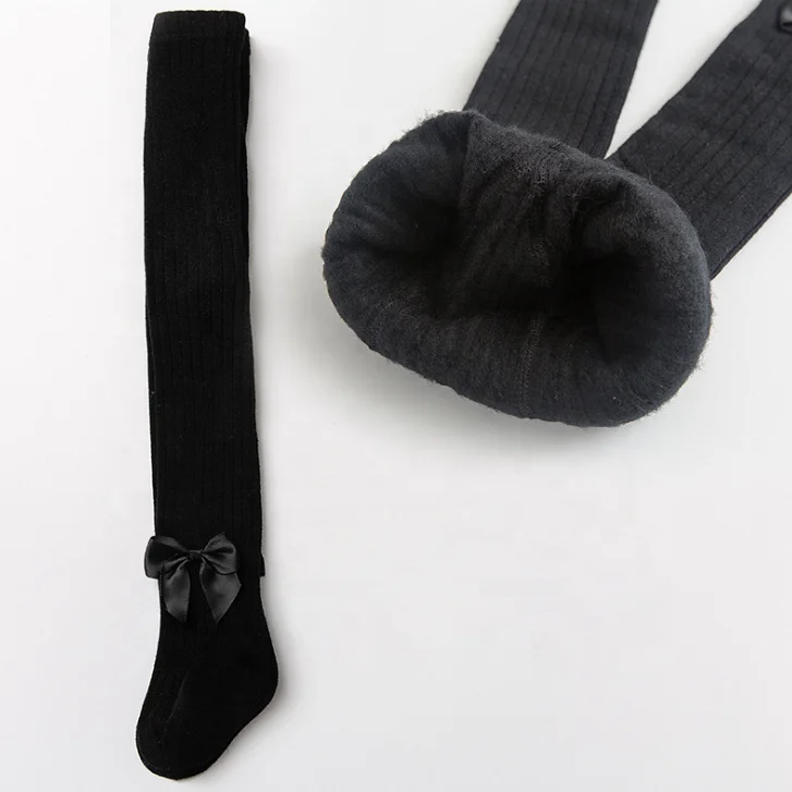 2021 New design baby socks autumn winter with velvet kids body stocking combed cotton bow stockings