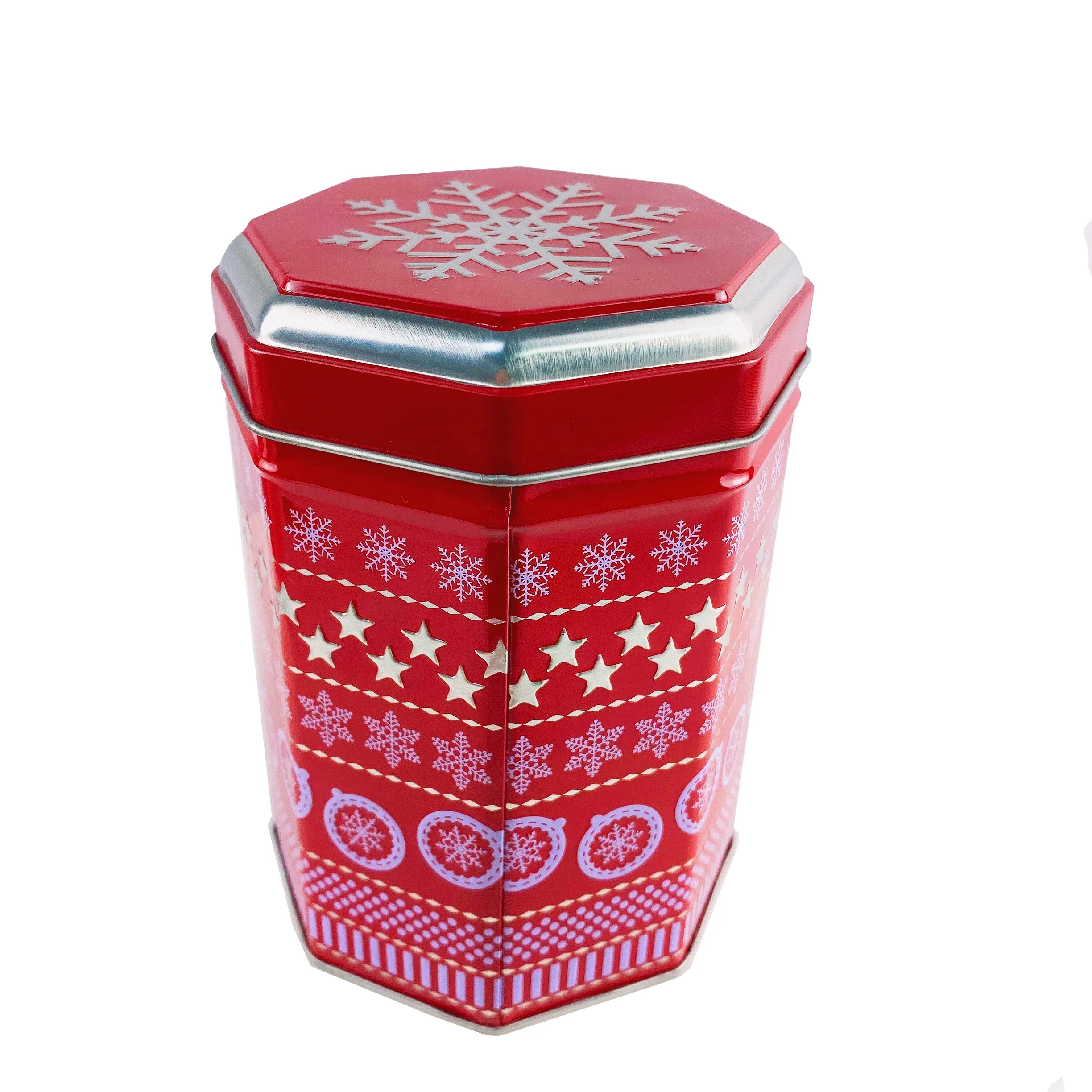 Восьмиугольная форма еды Чай Черный винтажный мультяшный жестяной музыкальный жестяной бокс с рельефом