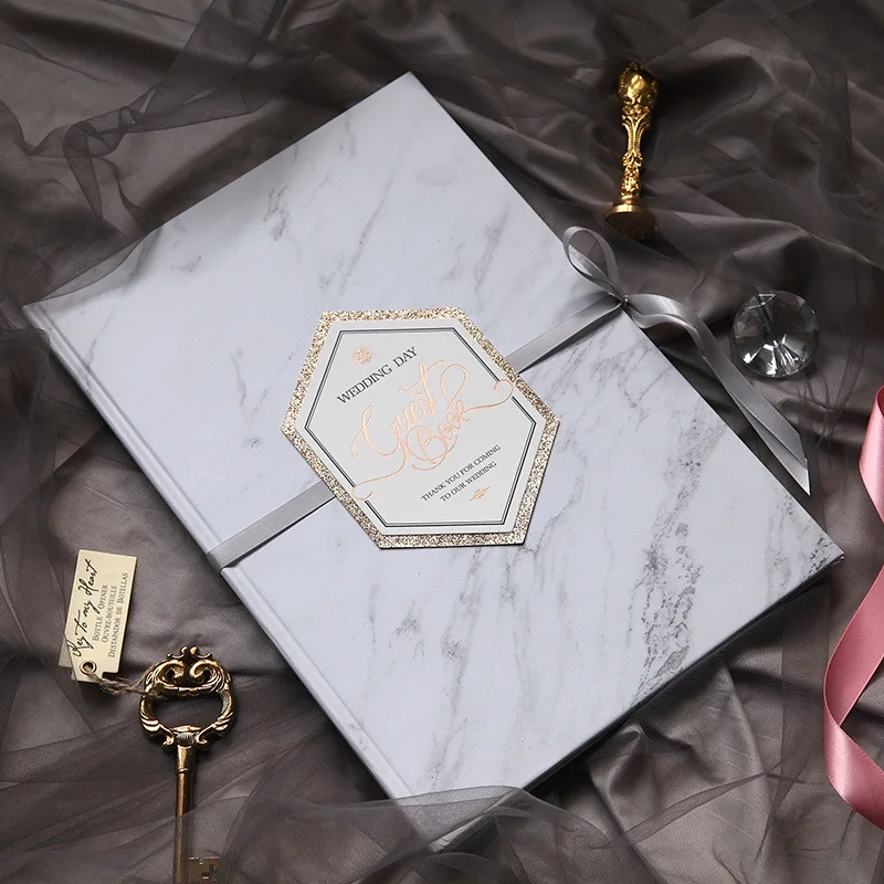 White wedding book guestbook gold foil Birthday wedding guest book