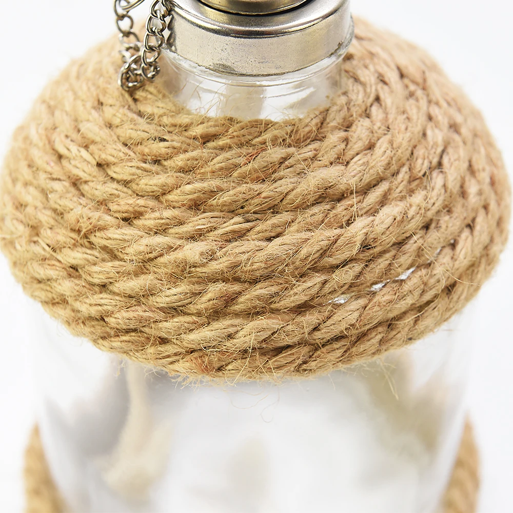 China Manufacturer Reusable Home Decoration Round Glass Oil Lamp With Fiberglass Wicks