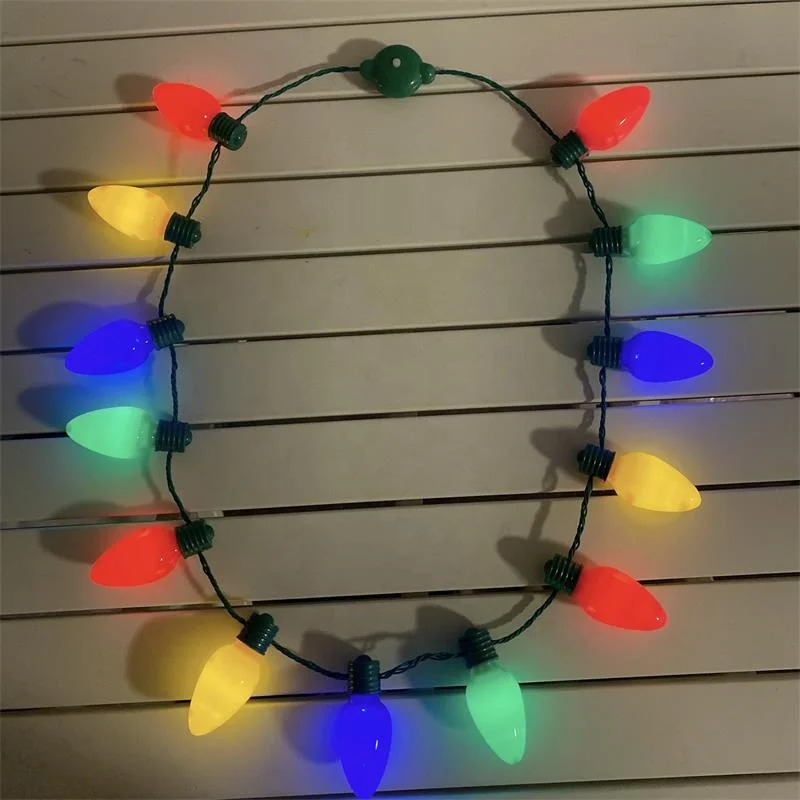 Led Christmas Party Favors LED Bulb Necklace Light Up Led Christmas Flashing Led Necklace