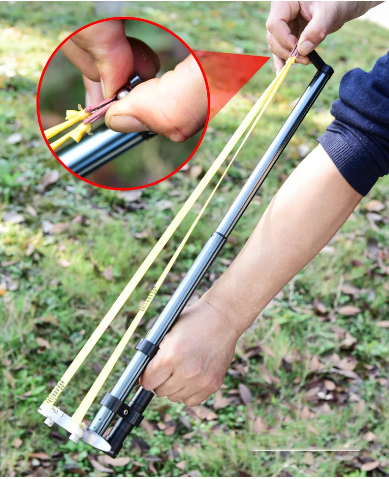 Straight Rod High Precision Telescopic High Power Red Laser Flat Rubber Band Stainless Steel Outdoor Hunting Catapult Slingshot