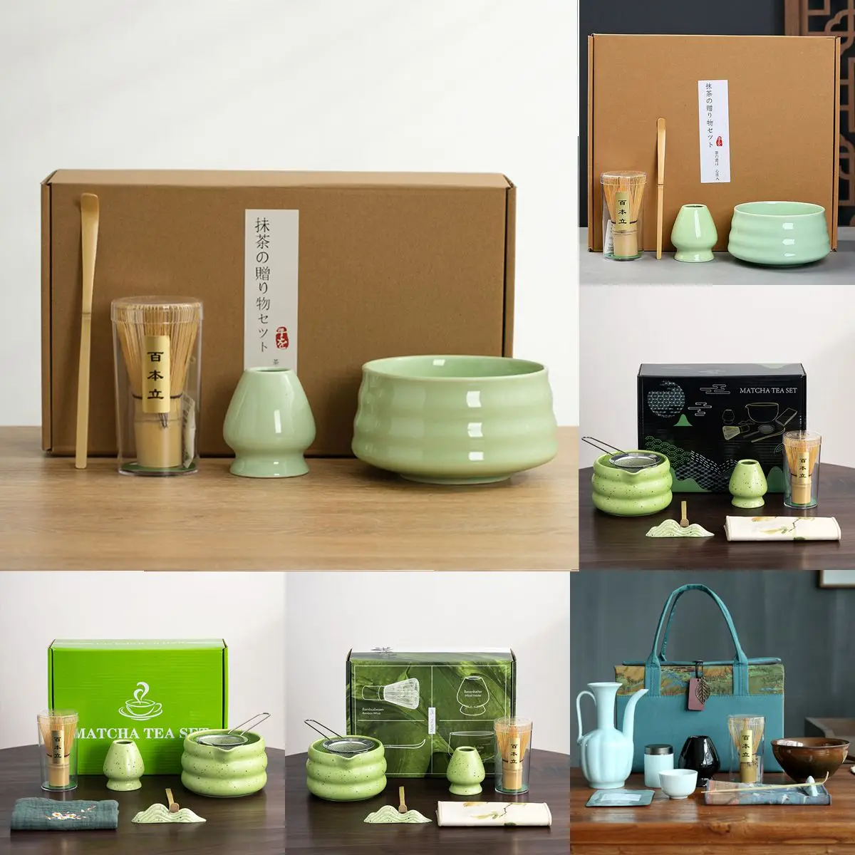 Handmade Eco Friendly Customized LOGO Color Box Packing 8 pcs 12 pcsSafety Bamboo Ceremony Bamboo Matcha Whisk Set