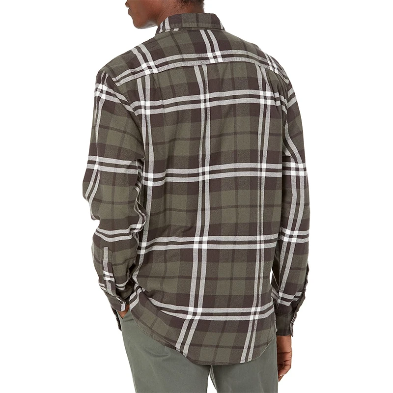 2023 Heavyweight Fleece Shirts Plaid Button Mens Plaid Jacket Fleece Lined Flannel Shirt Men