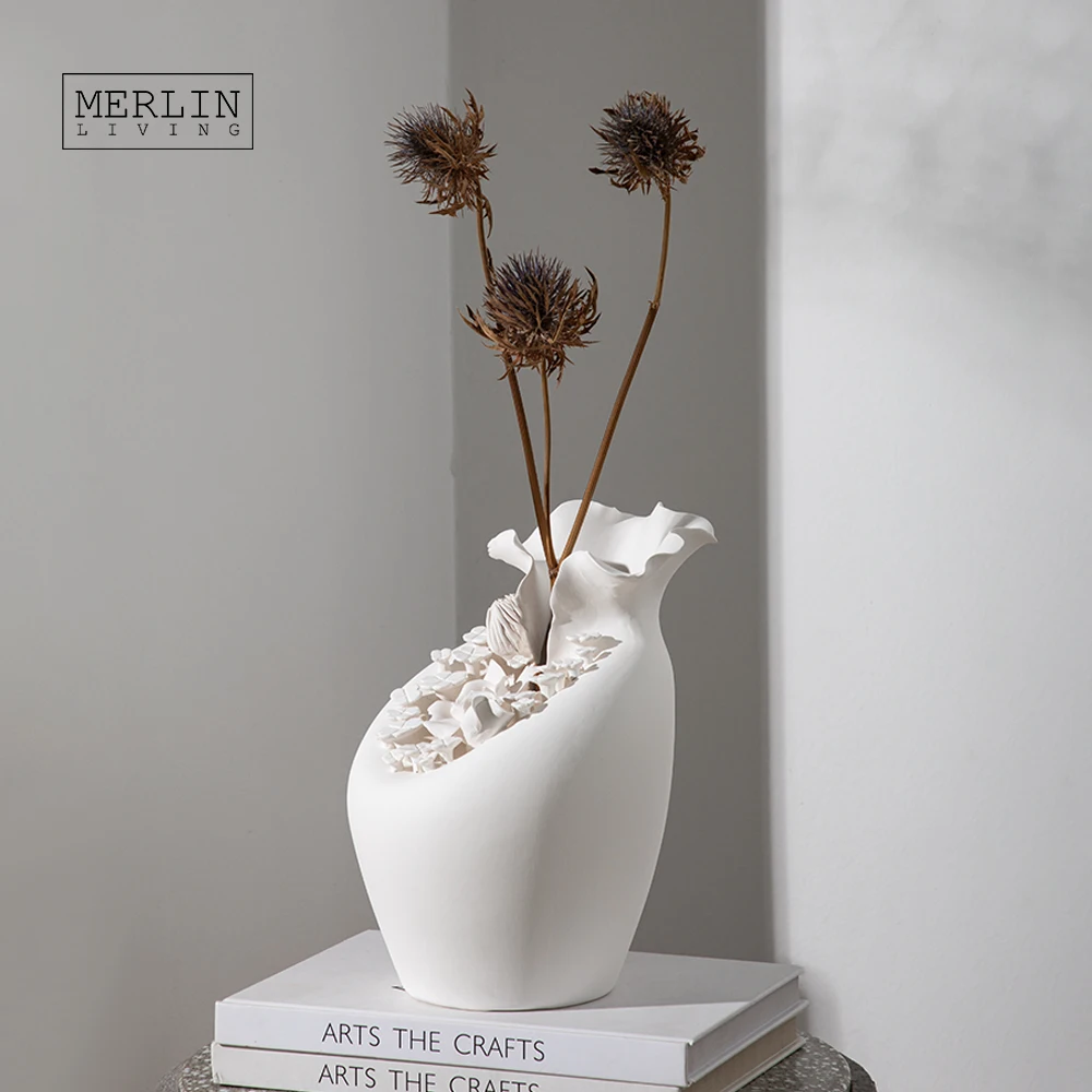 Merlin Living handmade Ceramic vase for home decor ceramic flower vintage vase Chaozhou Ceramic Factory OEMODM Custom