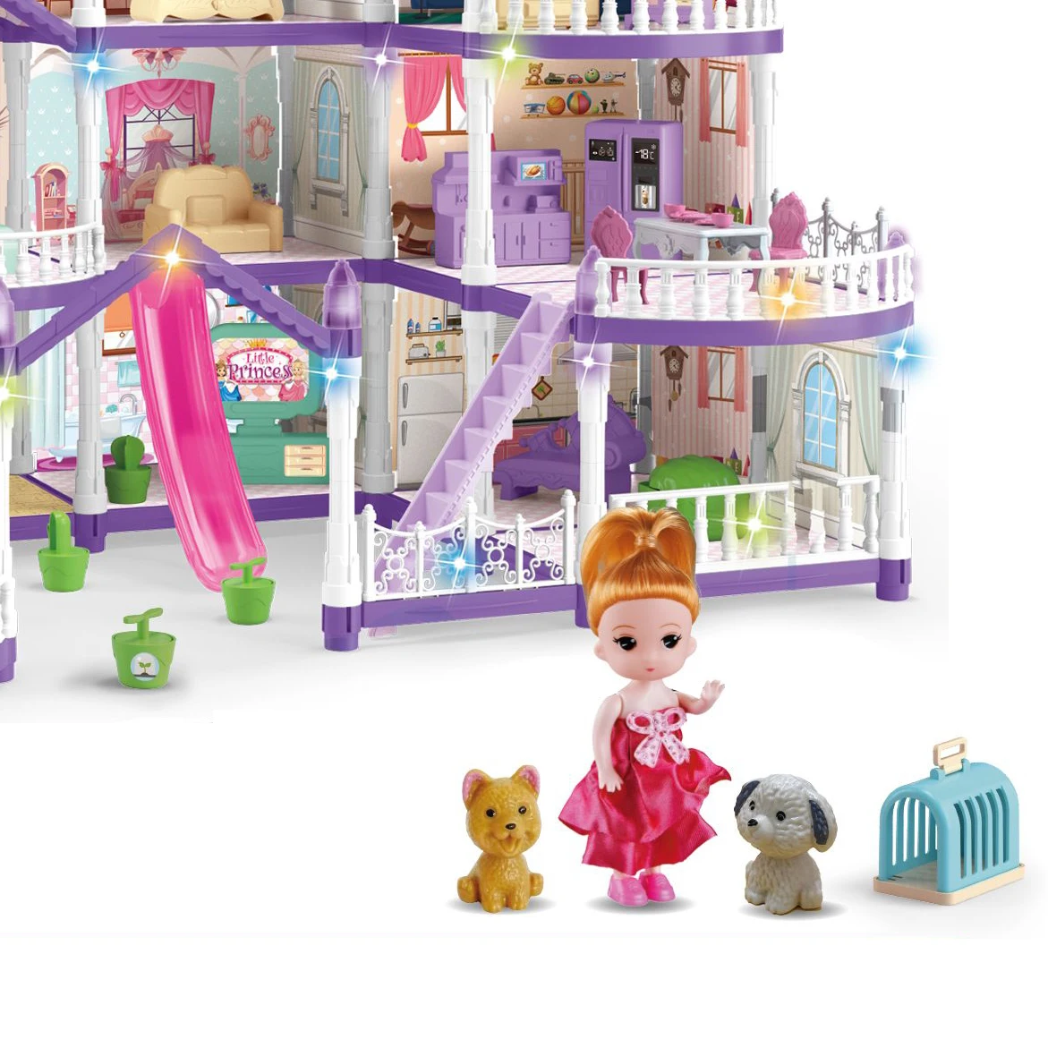 New releases dollhouse 275PCS DIY house &doll toy with noctilucent villa toy