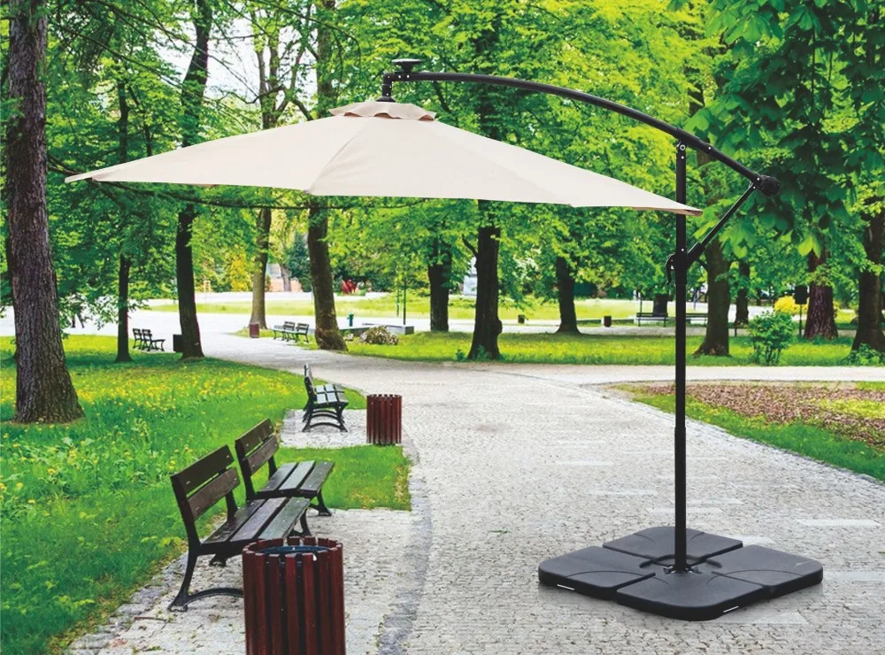 Heavy Duty Water or Sand Filled Parasol Stand Beach 4-Piece Plastic Parasol Outdoor Umbrella Bases Weight