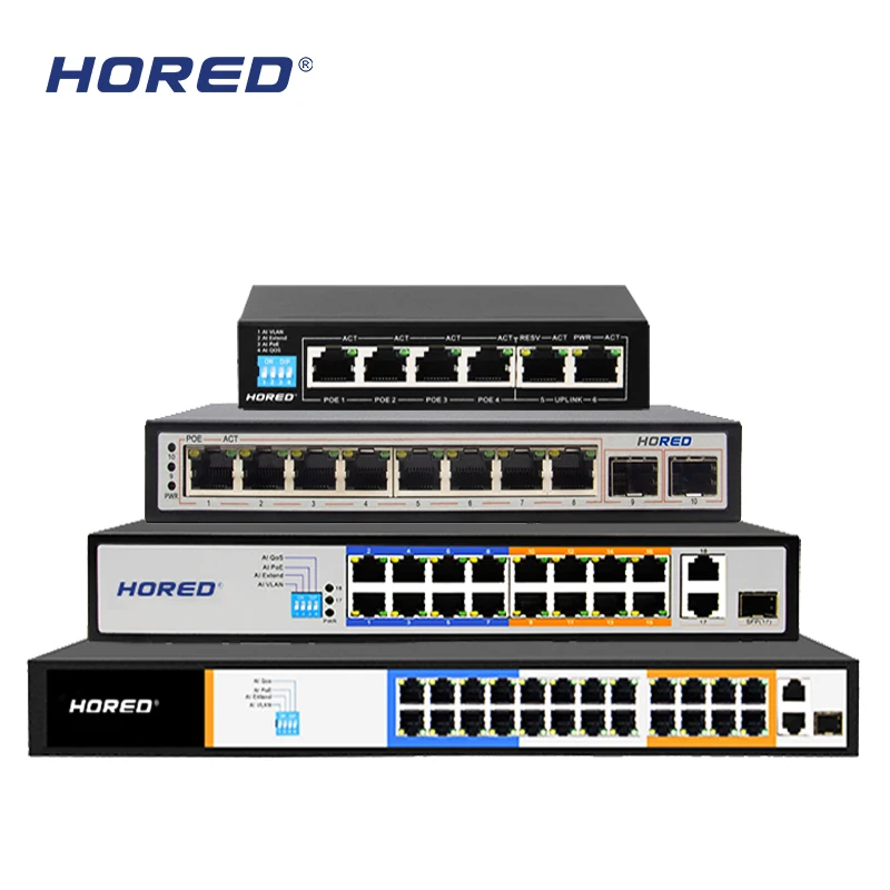  Коммутатор питания через ethernet 6 / 10 16 24 портами Poe сетевой коммутатор gigabit 100 Мбит